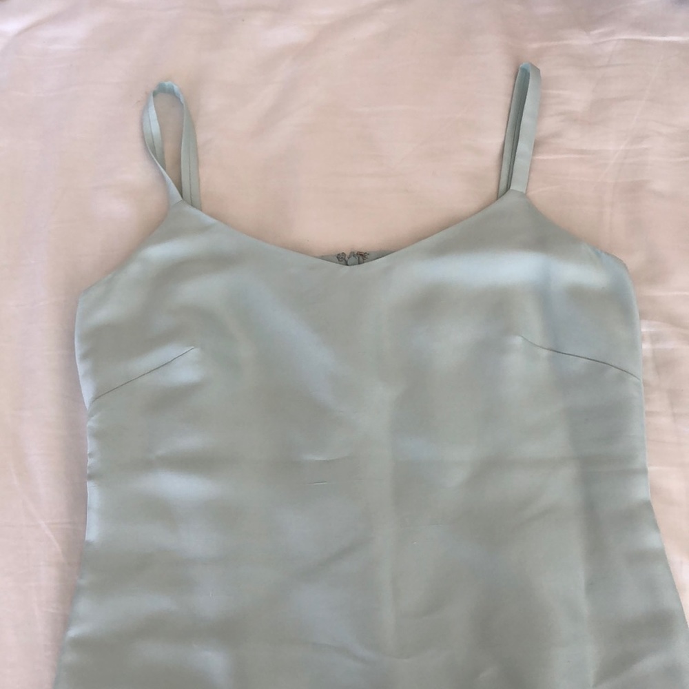 sea green silky dress